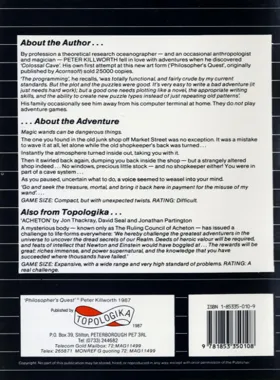 Philosopher's Quest (UK) (1987) box cover back